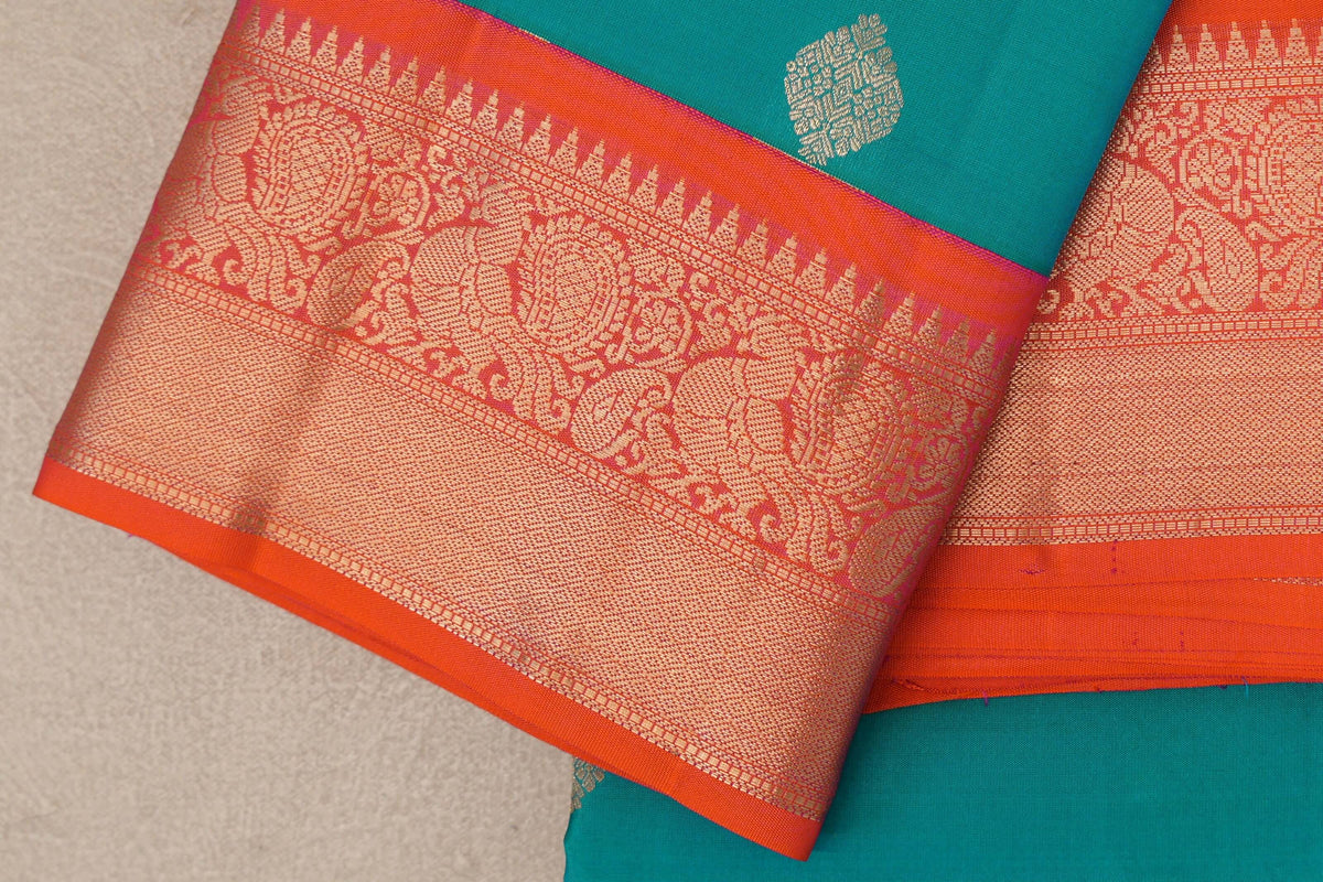 Rama Green Soft Silk Saree border zoom