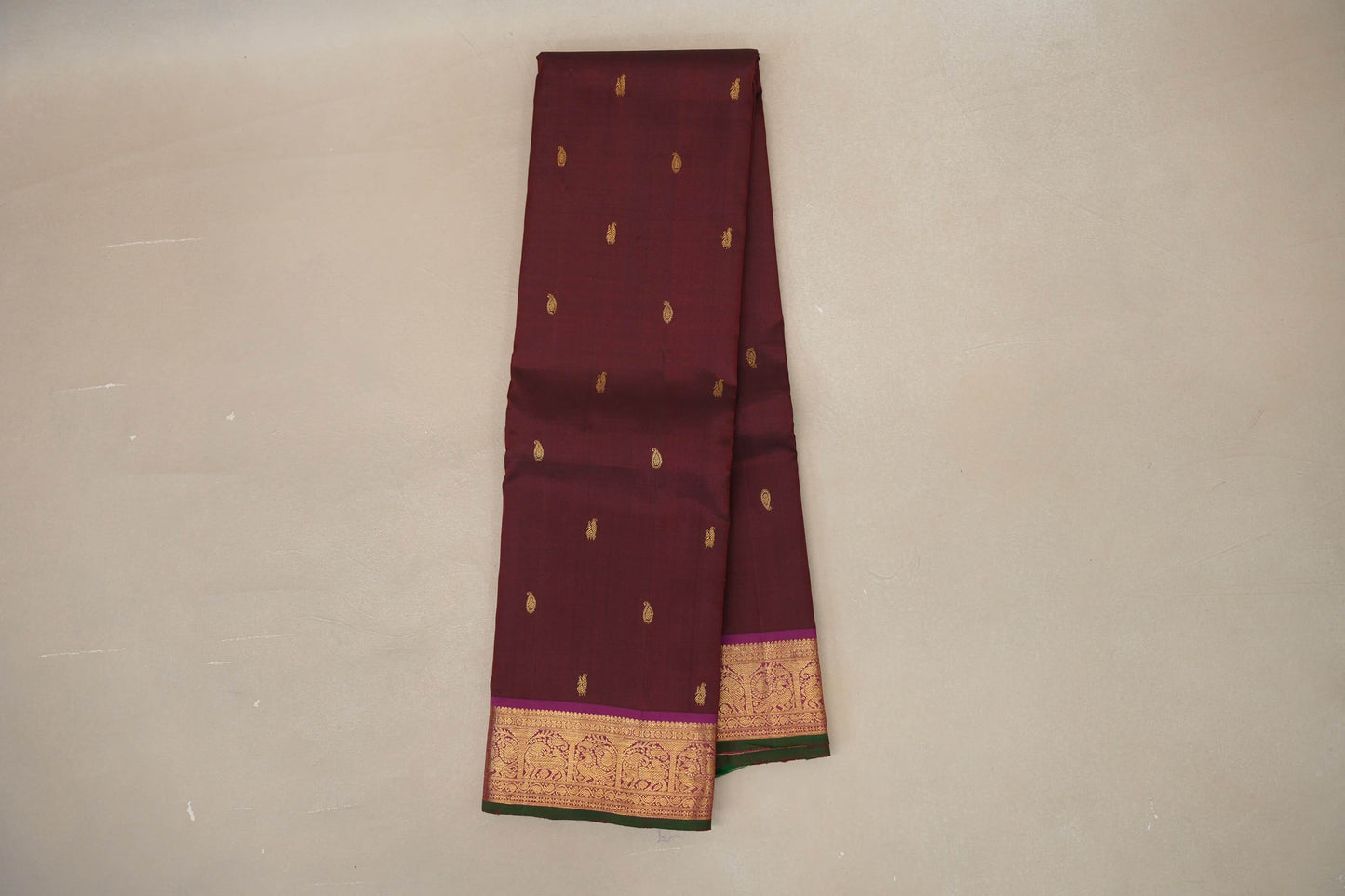 Burgundy Maroon with magenta border Vintage Kanjivaram Silk Saree  by Shreenivas Silks PSSR018879
