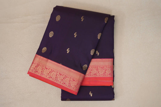 folded Deep Purple Soft Silk Saree