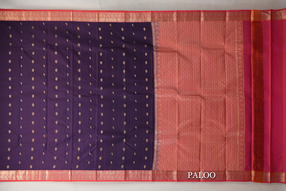 Deep Purple Soft Silk Saree paloo