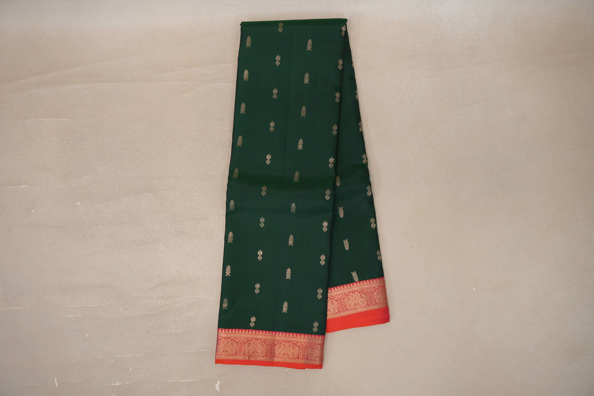 Deep Bottle Green Soft Silk Saree online