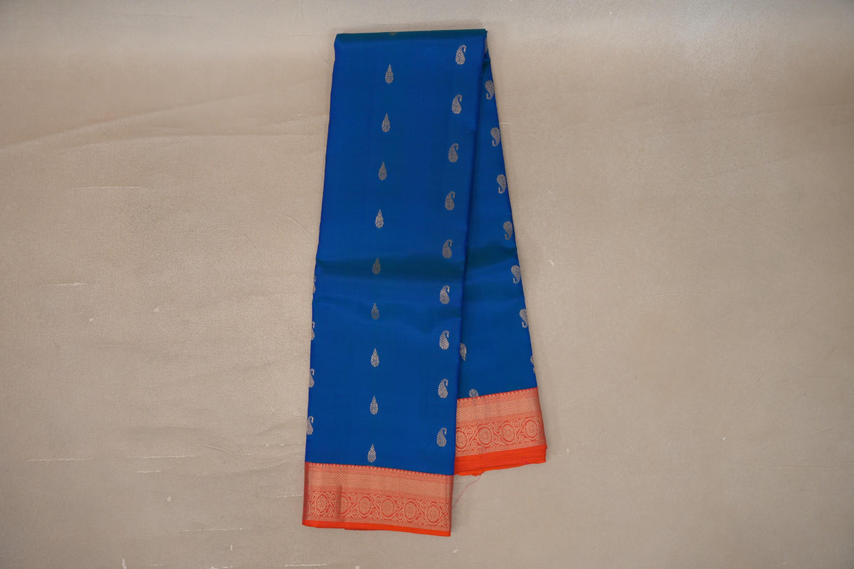 Peacock Blue Soft Silk Saree online