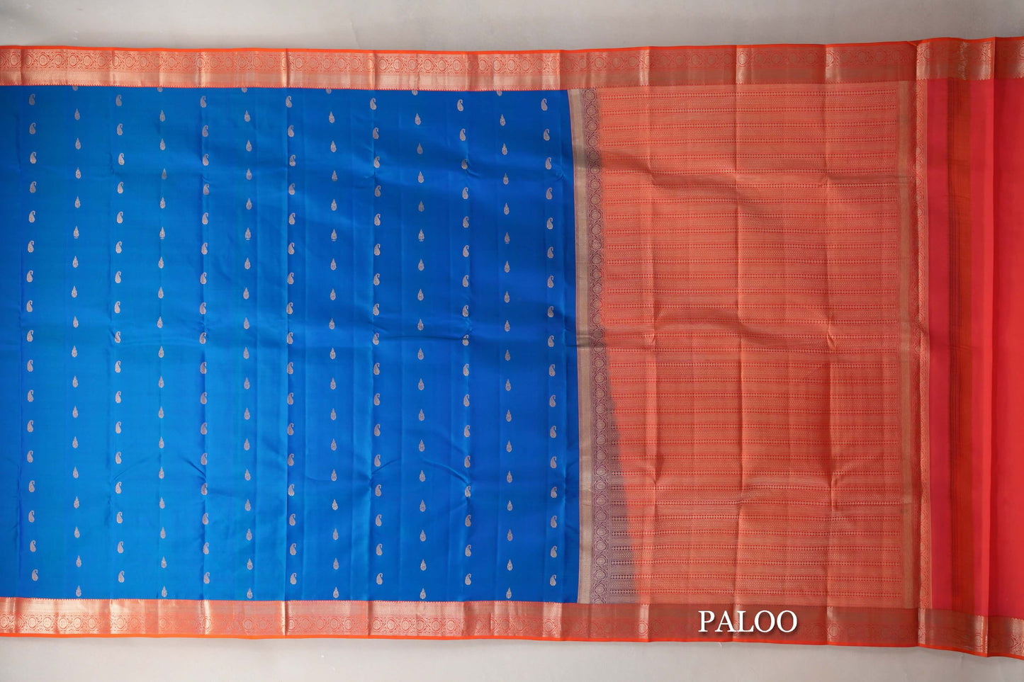 Peacock Blue Soft Silk Saree paloo