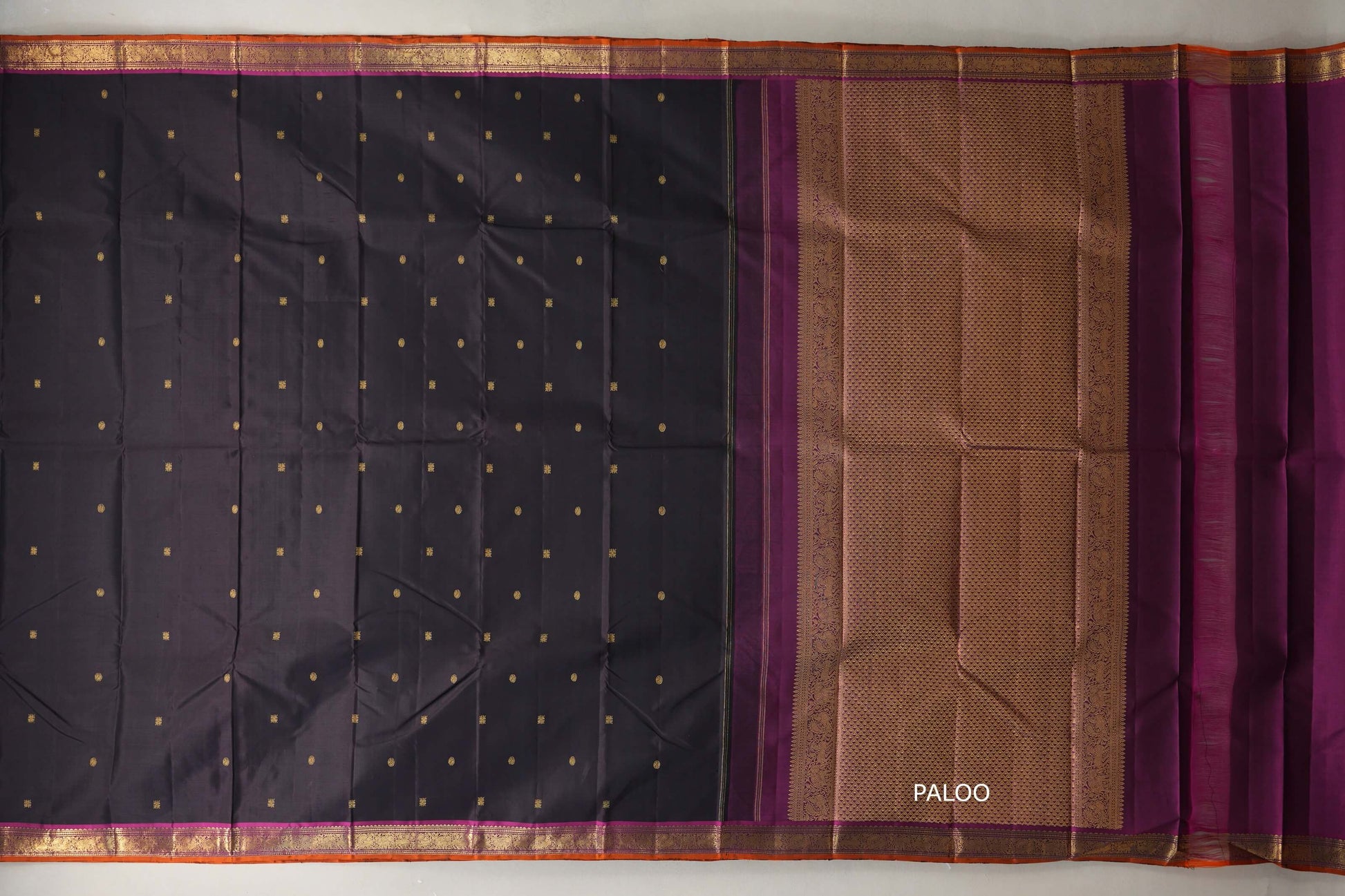 Black with Magenta border Vintage Kanjivaram Silk Saree paloo