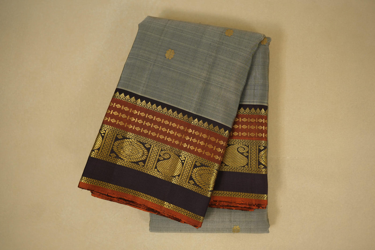 Grey vintage kanjivaram silk saree