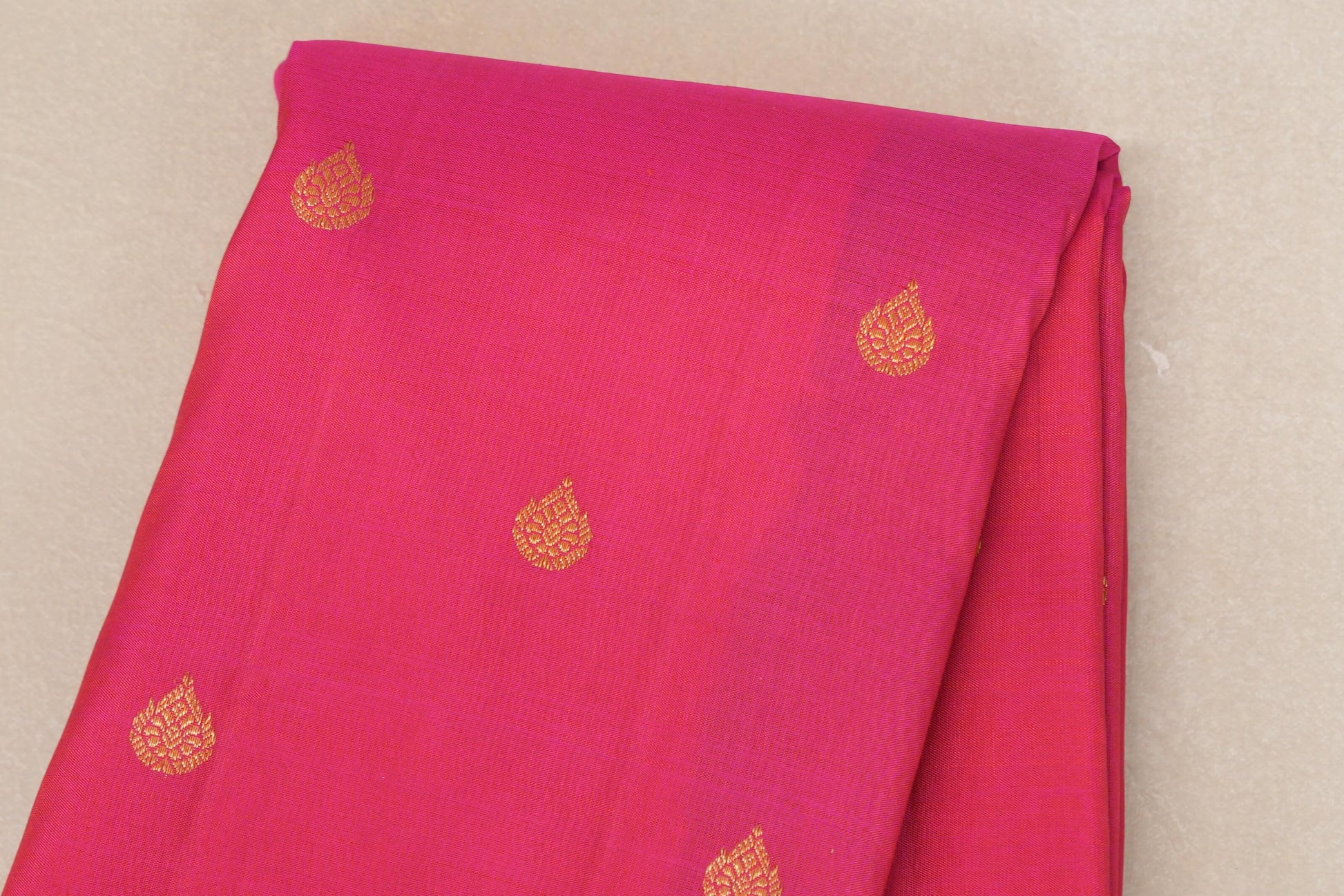 Pink with Purple Borders Plant Based Kanjivaram Silk Saree body zoom