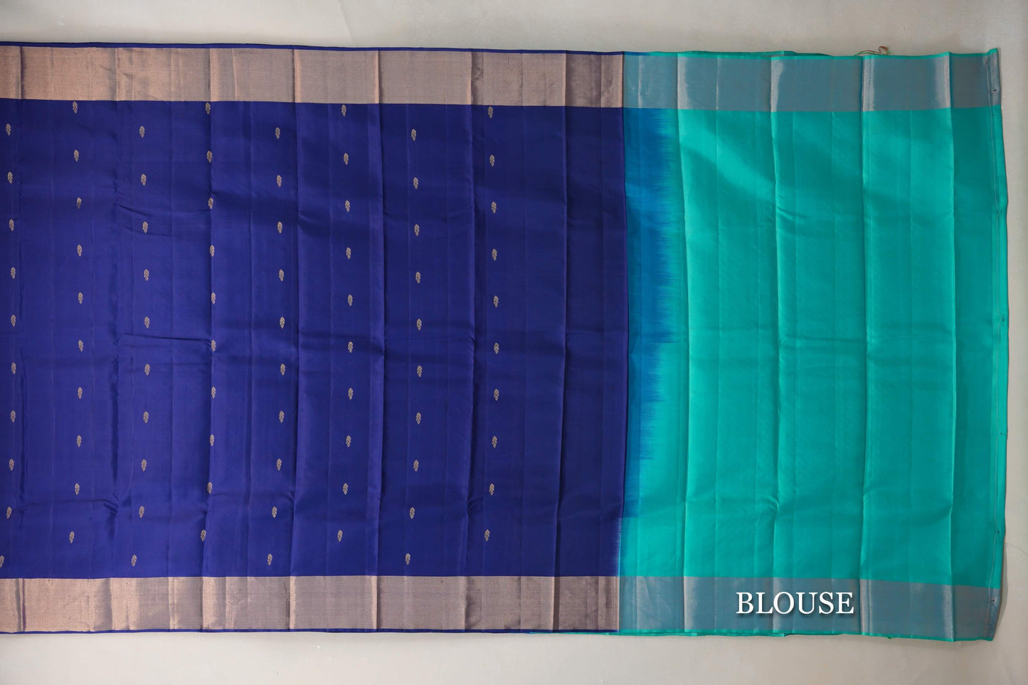 Deep Blue Light Weight Kanchipuram Silk Saree blouse