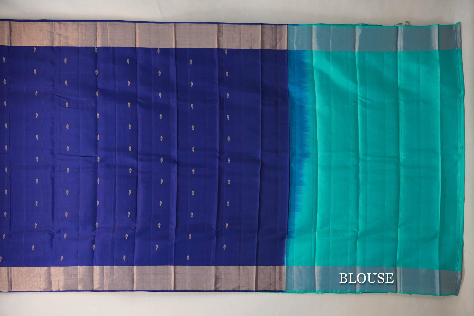 Deep Blue Light Weight Kanchipuram Silk Saree blouse