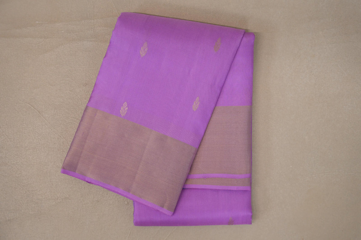 folded Lavender Pink Light Weight Kanchipuram Silk Saree