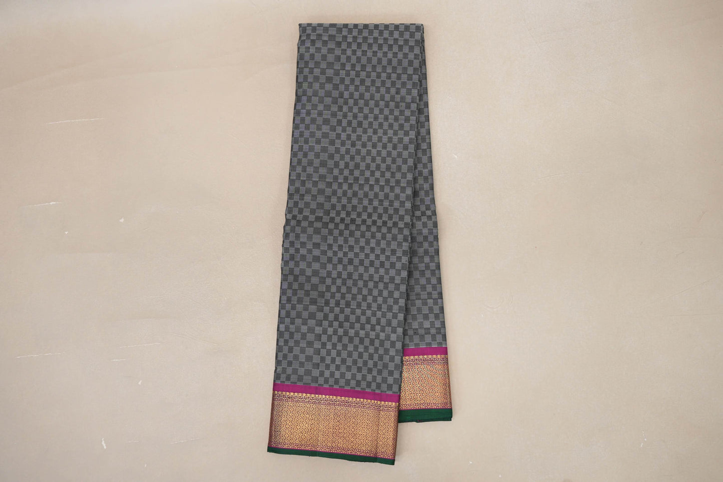 Grey with Magenta Borders Vintage Kanjivaram Silk Saree online