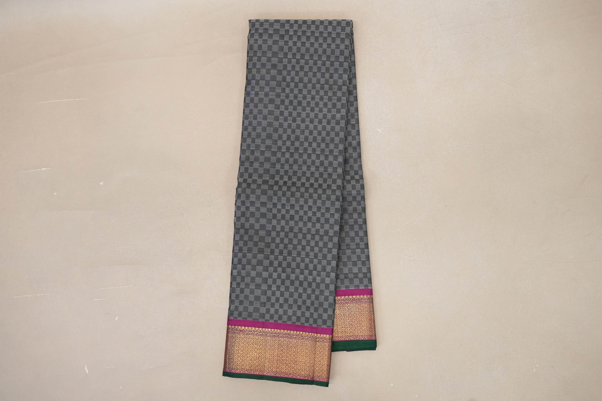 Grey with Magenta Borders Vintage Kanjivaram Silk Saree online
