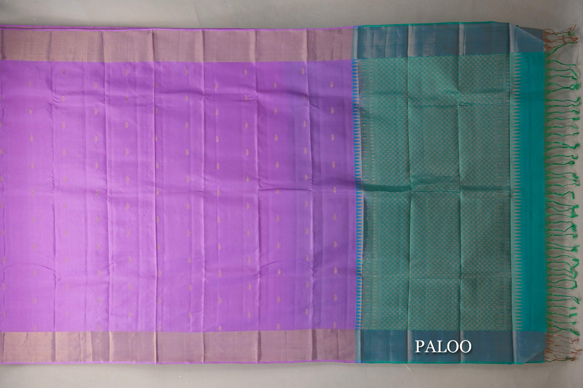 Lavender Pink Light Weight Kanchipuram Silk Saree paloo