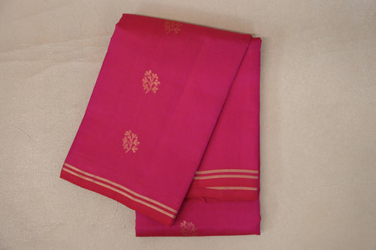 folded Bright Pink Light Weight Kanchipuram Silk Saree