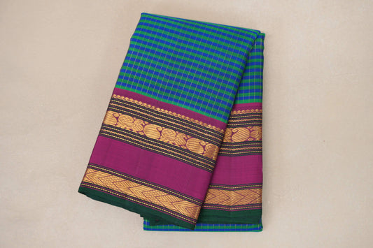 Multi Color with Magenta Borders Vintage Kanjivaram Silk Saree by Shreenivas Silks PSSR018888 - Parisera