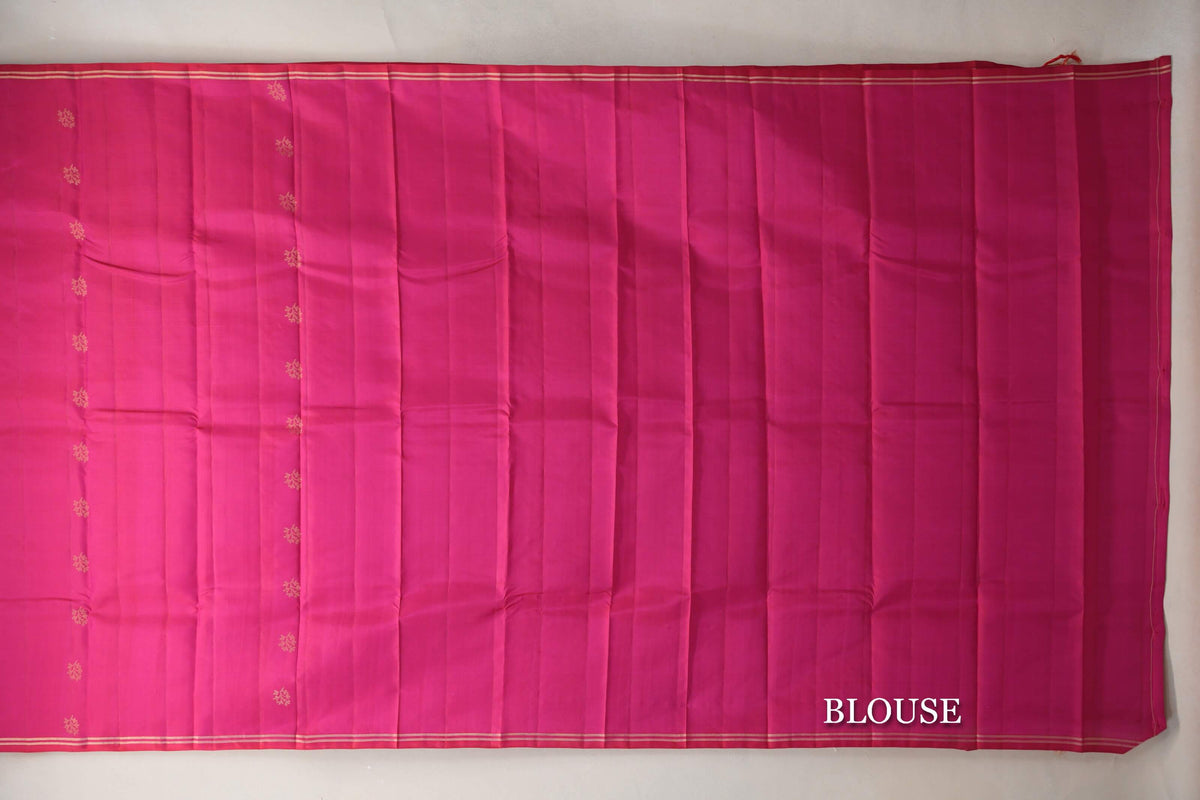  Bright Pink Light Weight Kanchipuram Silk Saree blouse