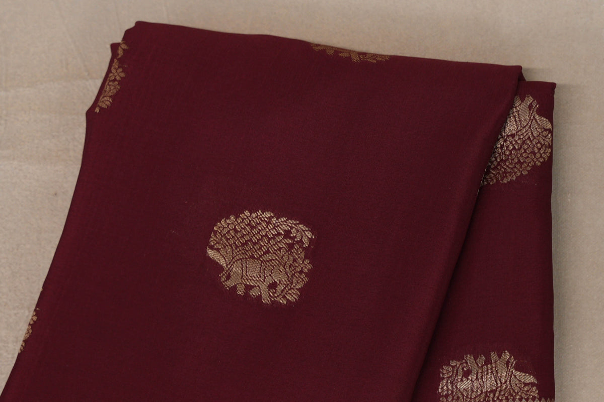 Deep Maroon Mysore Silk Saree body zoom