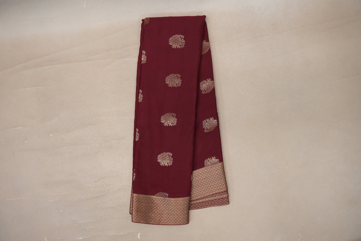 Deep Maroon Mysore Silk Saree online