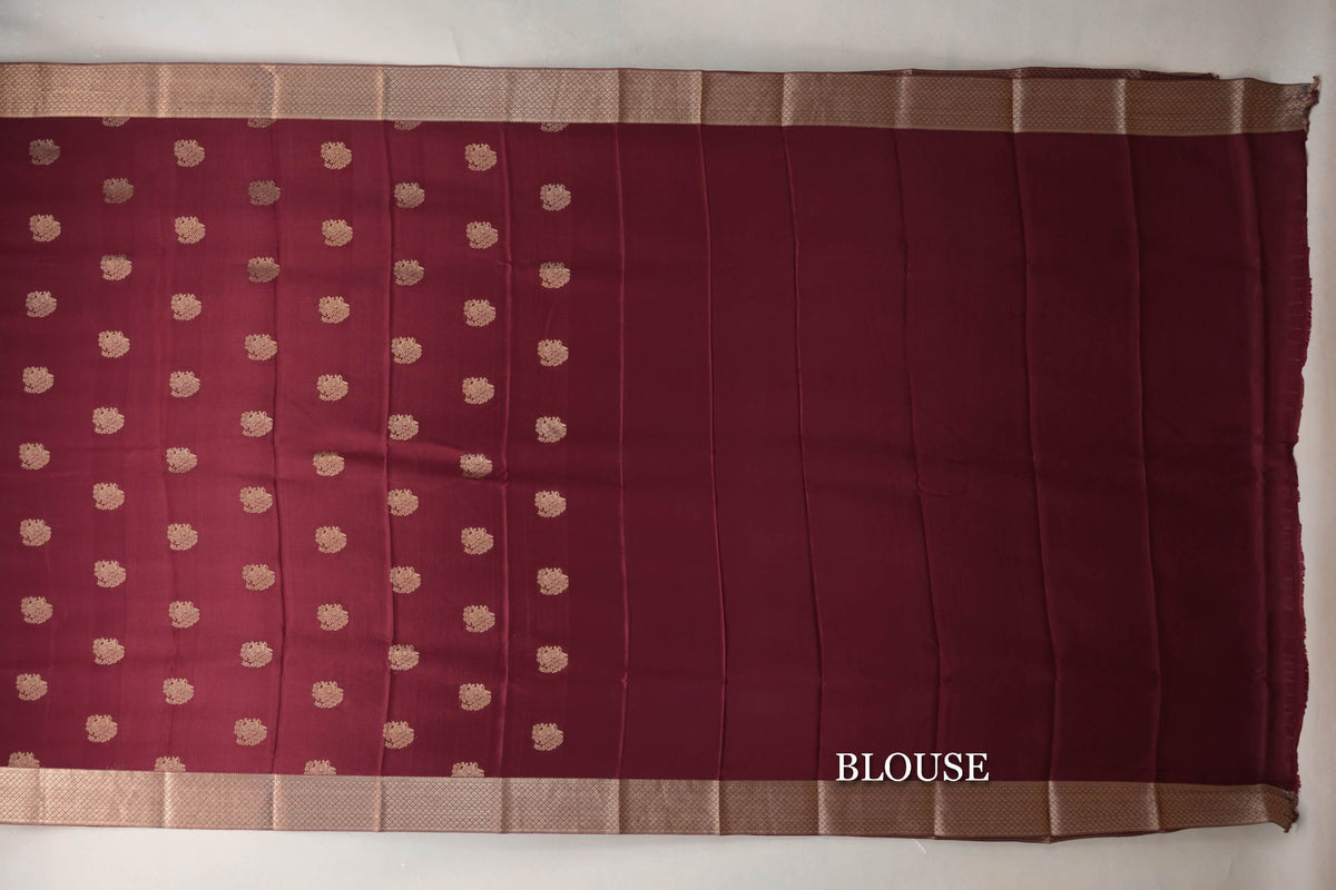 Deep Maroon Mysore Silk Saree blouse