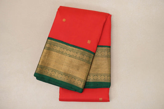 folded Red Vintage Kanjivaram Silk Saree