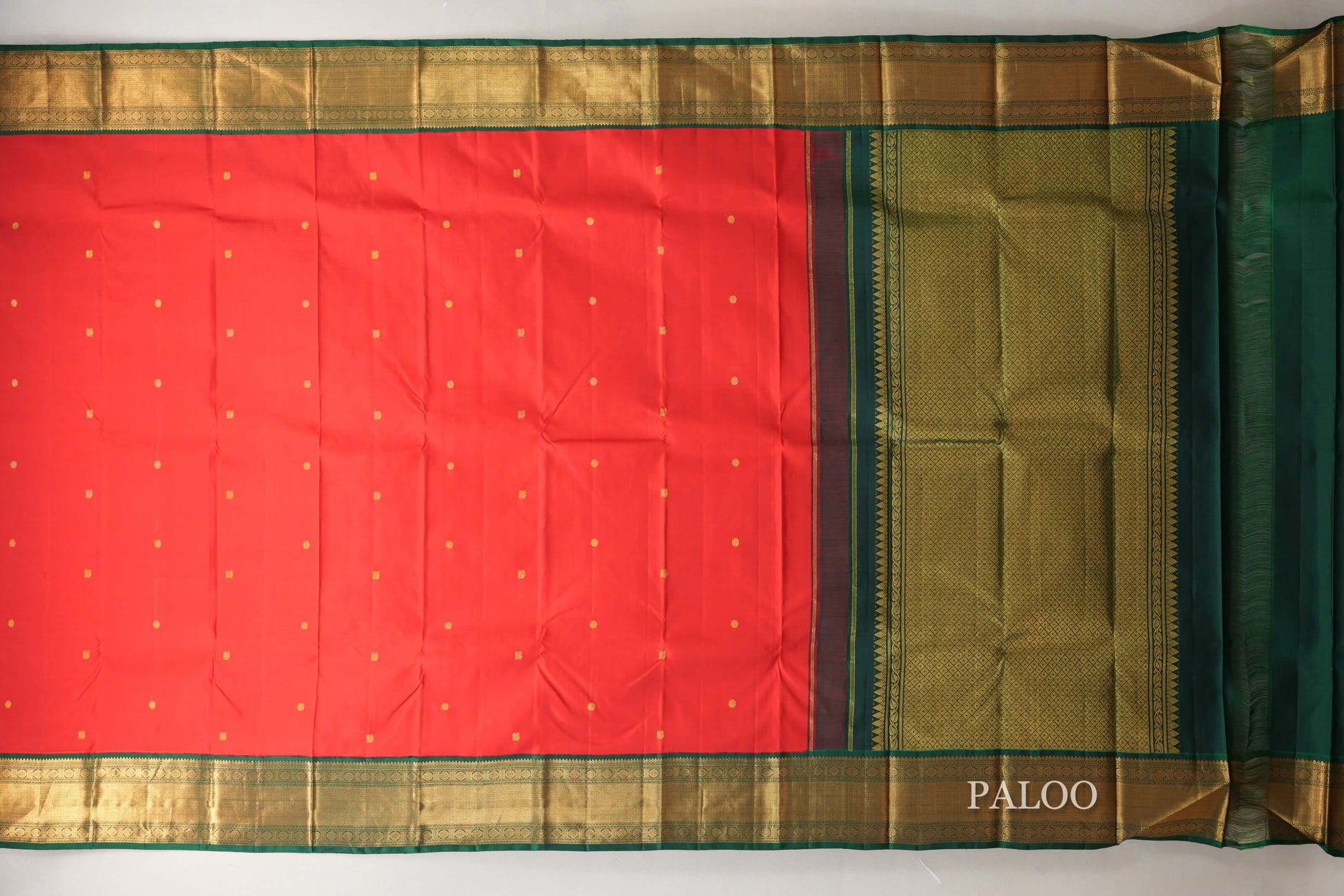 Red Vintage Kanjivaram Silk Saree paloo