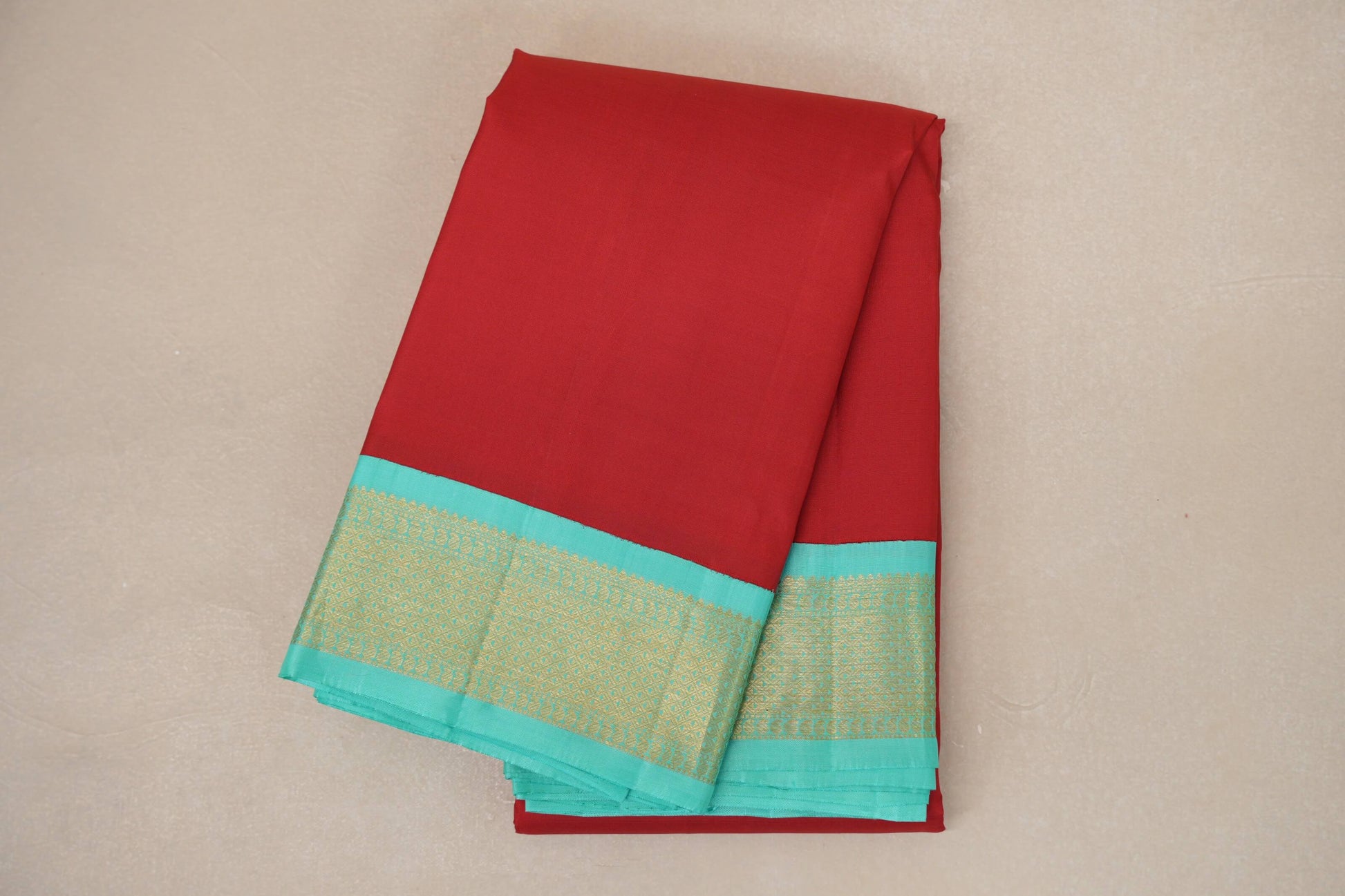 folded Red Vintage Kanjivaram Silk Saree