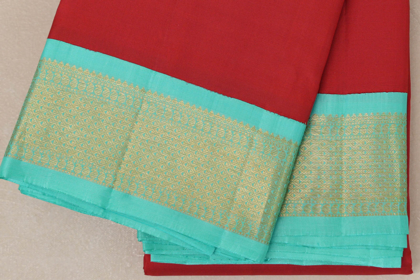 Red Vintage Kanjivaram Silk Saree border zoom