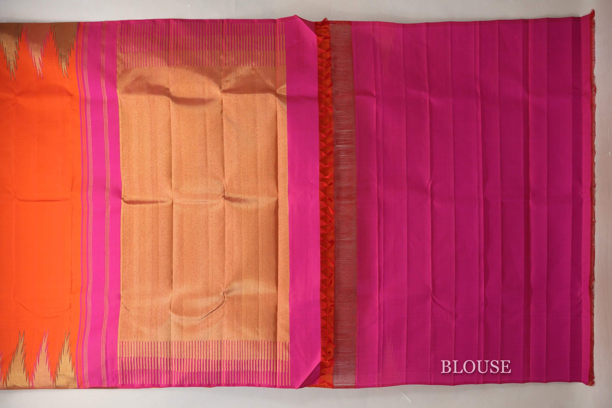 Orange Vintage Kanjivaram Silk Saree blouse