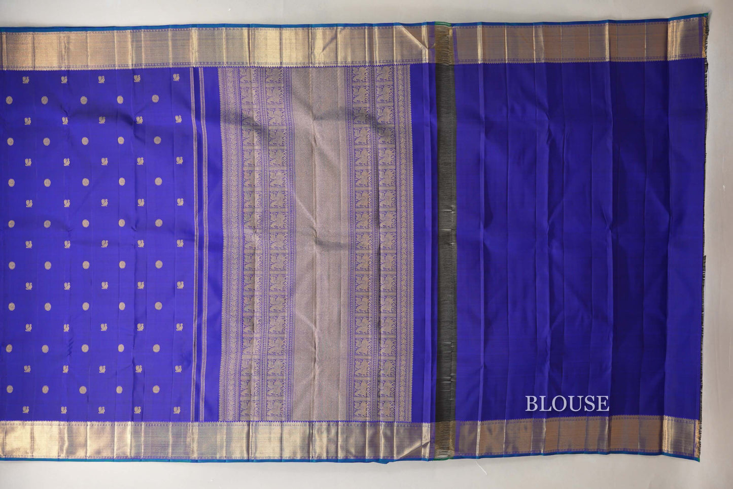 Ink Blue Heirloom Kanjivaram Silk Saree blouse