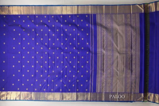 Ink Blue Heirloom Kanjivaram Silk Saree paloo