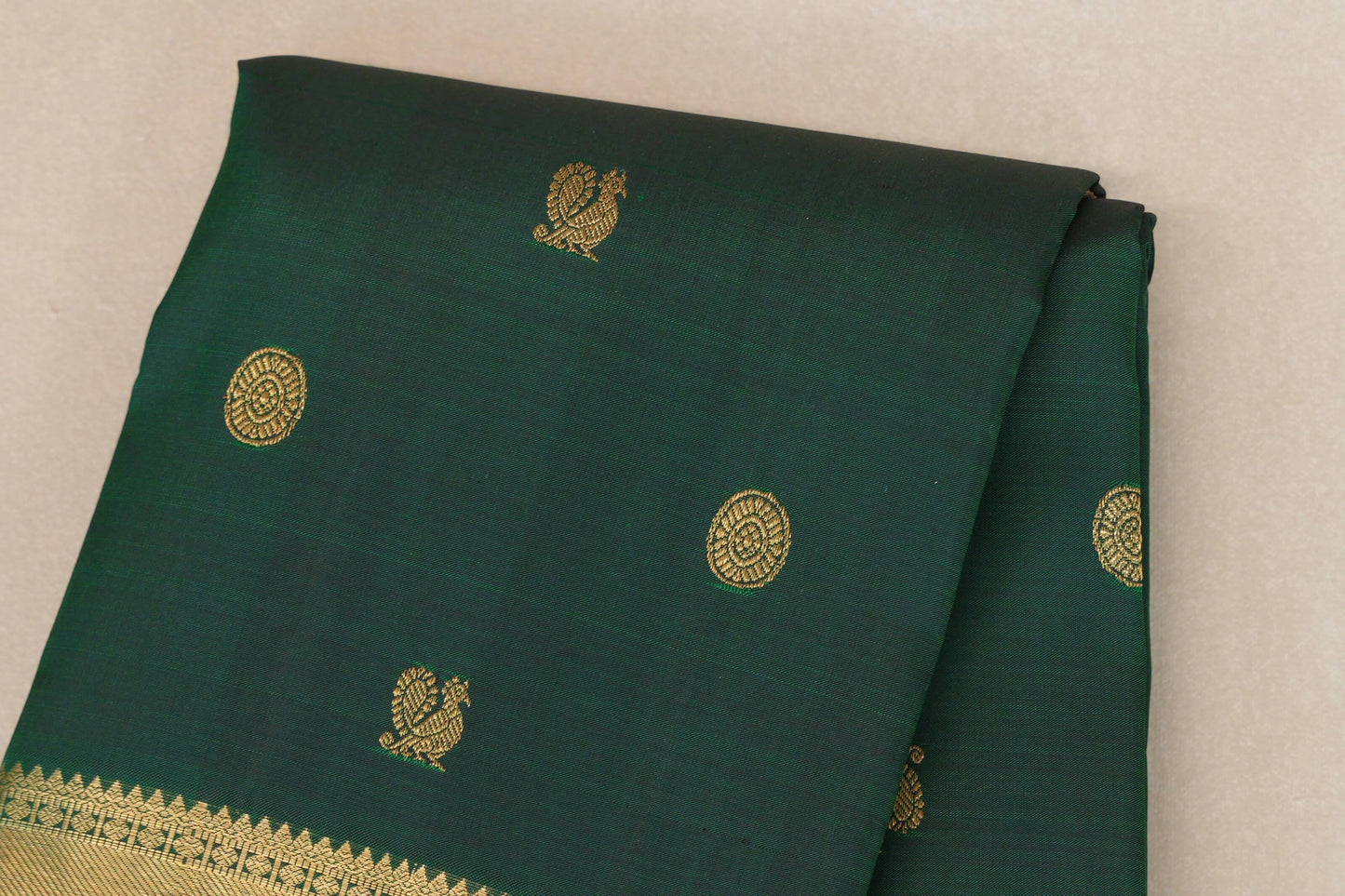 Bottle Green Heirloom Kanjivaram Silk Saree  body zoom