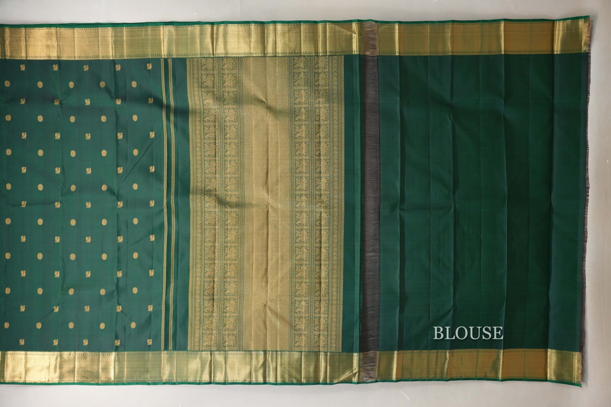 Bottle Green Heirloom Kanjivaram Silk Saree  blouse