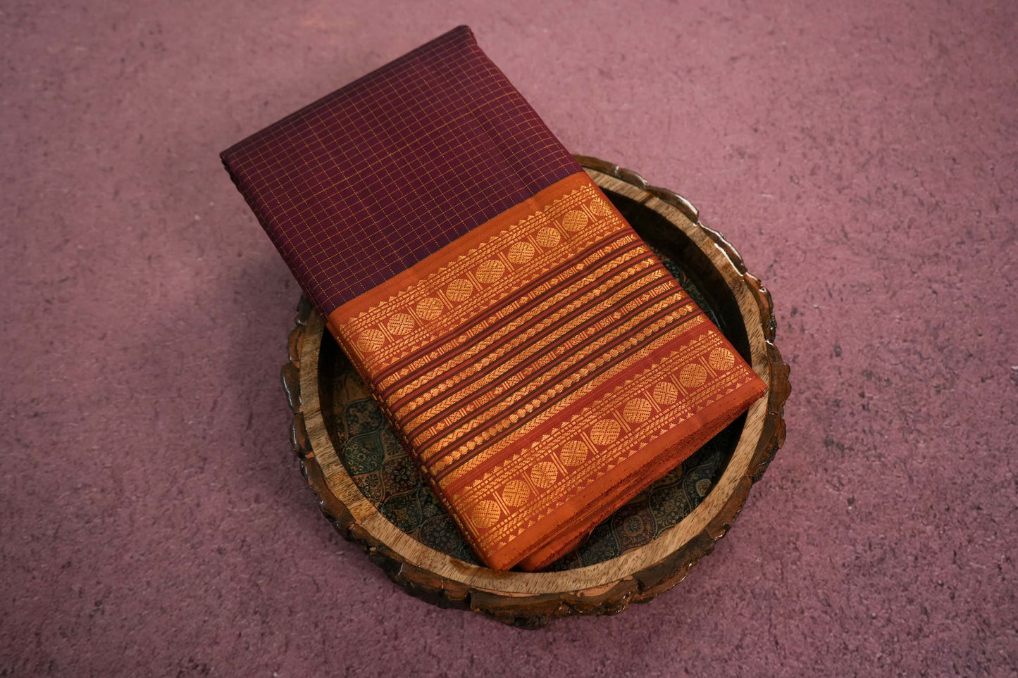 Checked kanchipuram silk saree