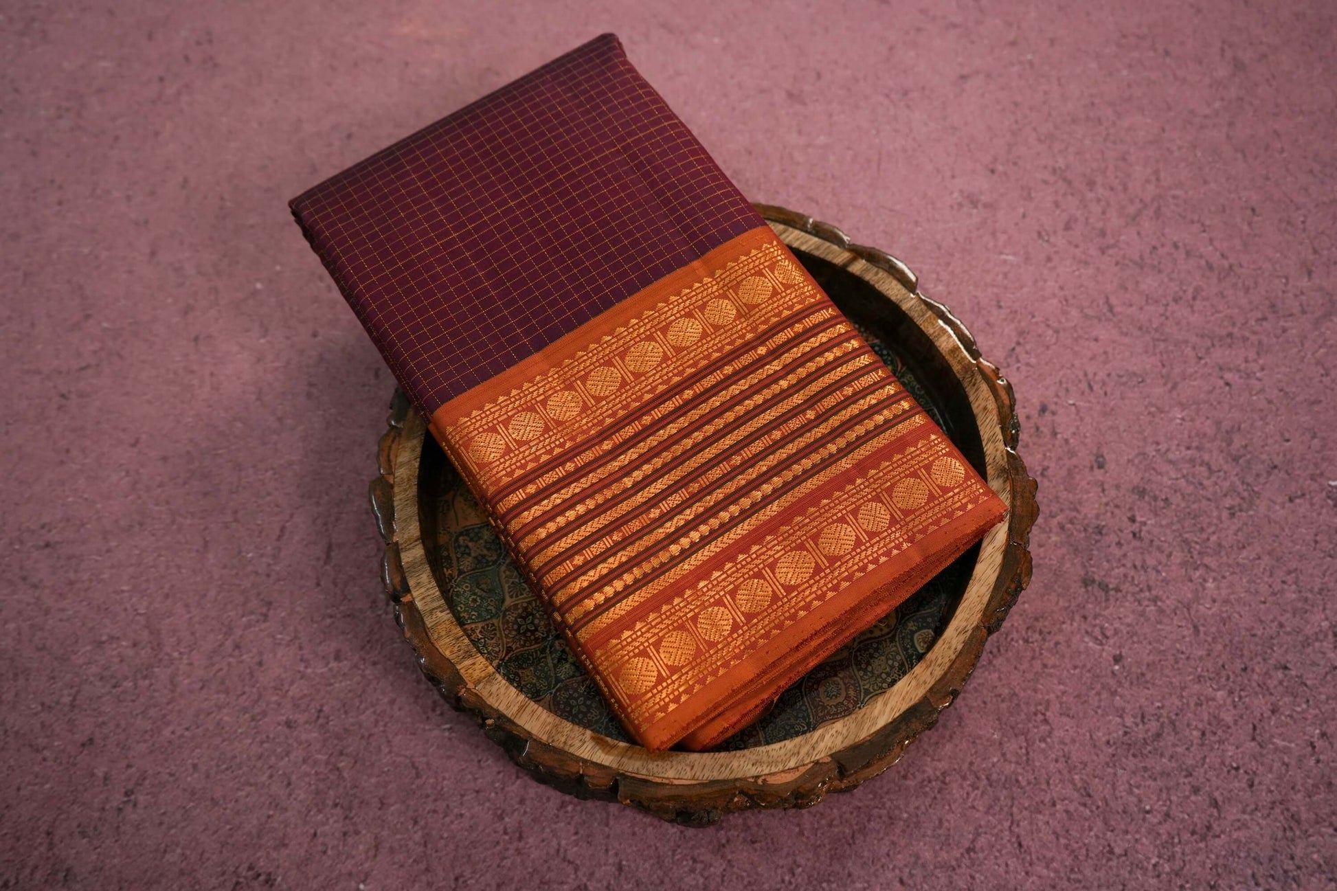 Checked kanchipuram silk saree