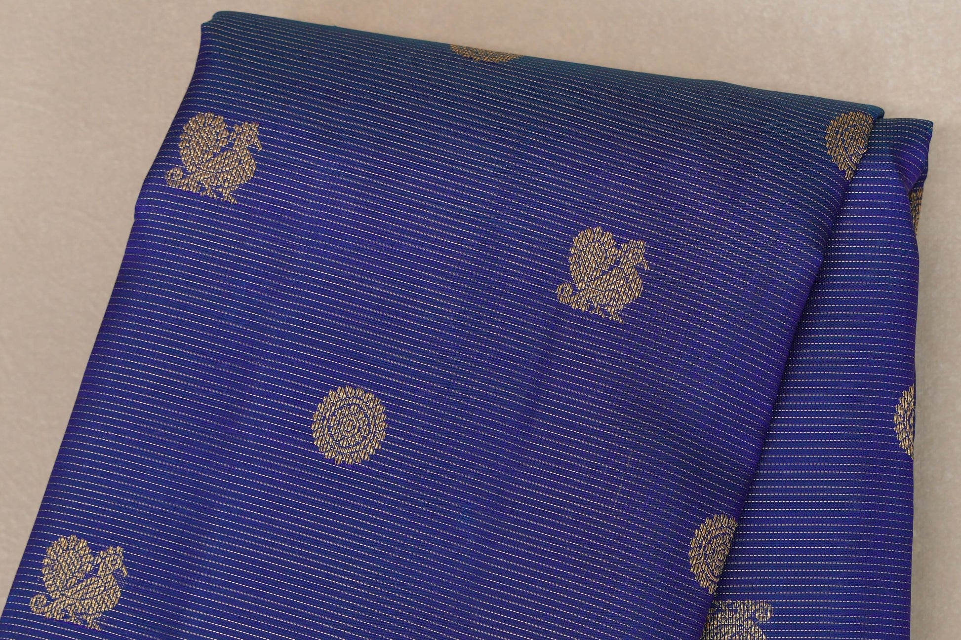 Peacock Blue Heirloom Kanjivaram Silk Saree boy zoom