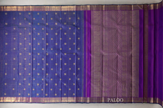 Peacock Blue Heirloom Kanjivaram Silk Saree paloo