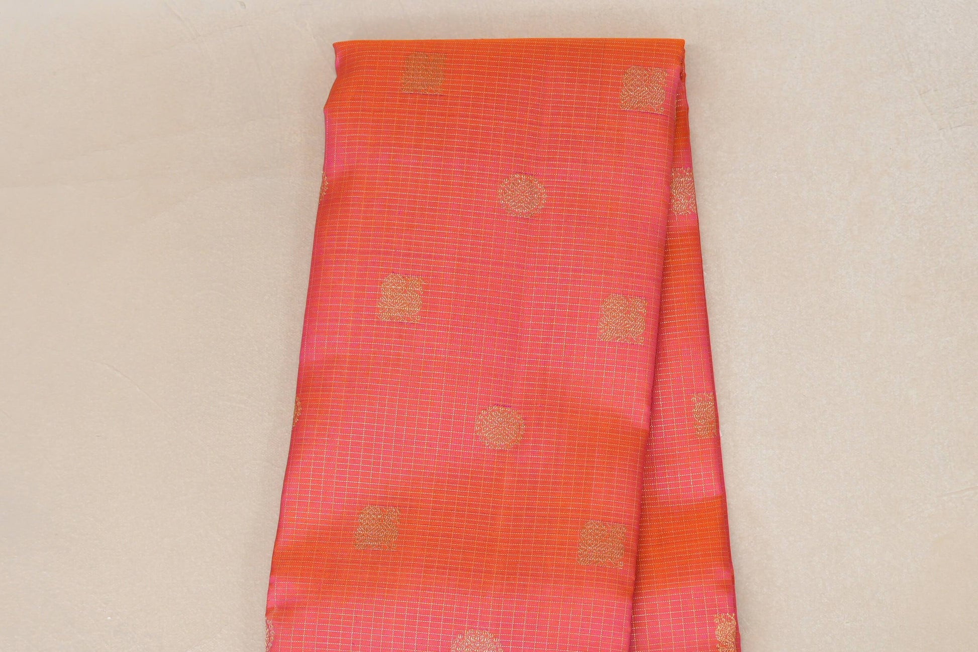 Pinkish Orange Heirloom Kanjivaram Silk Saree body zoom