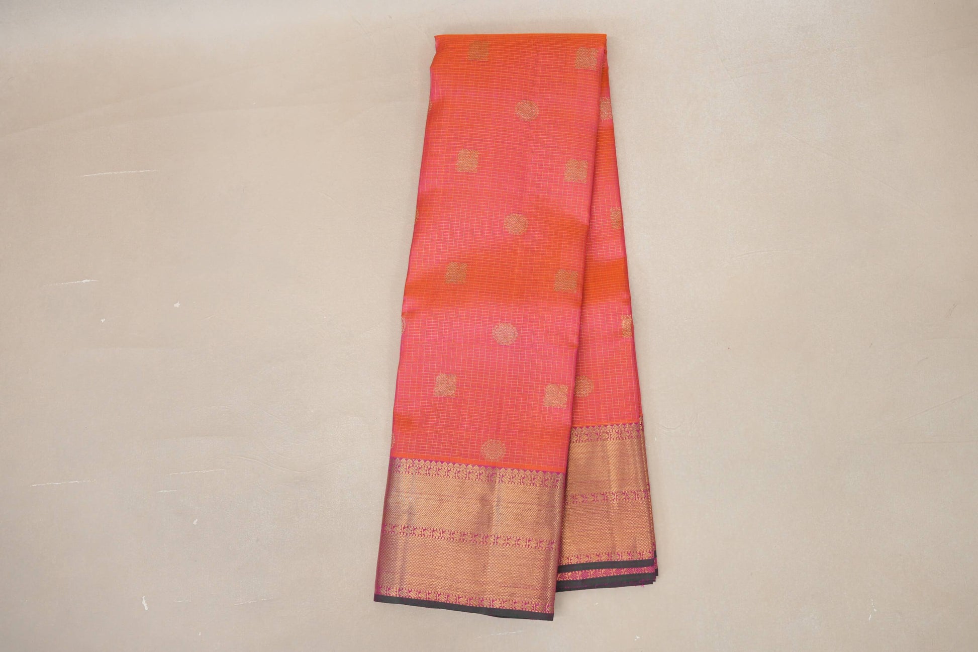 Pinkish Orange Heirloom Kanjivaram Silk Saree online