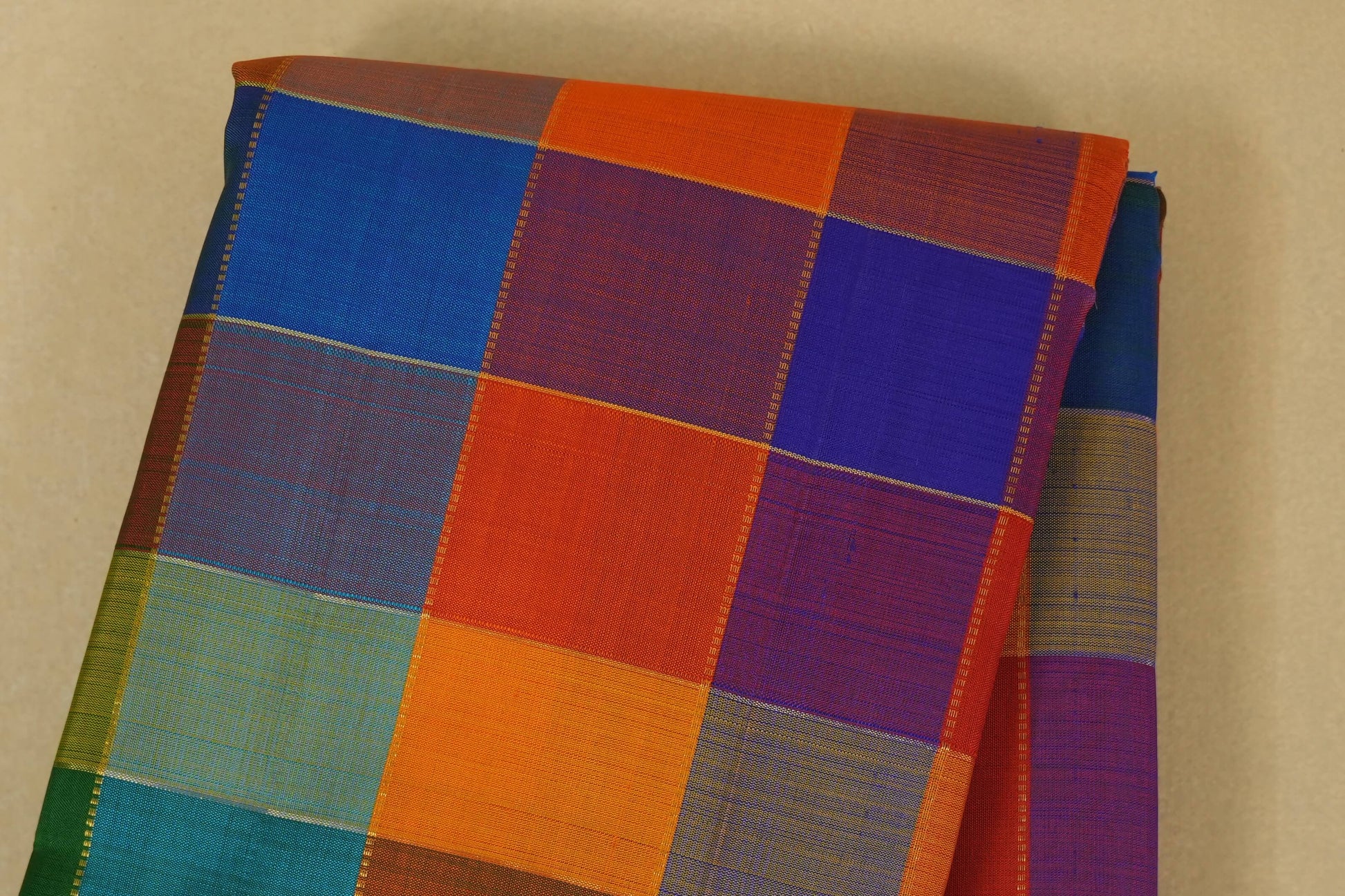 checked vintage kanjivaram silk saree
