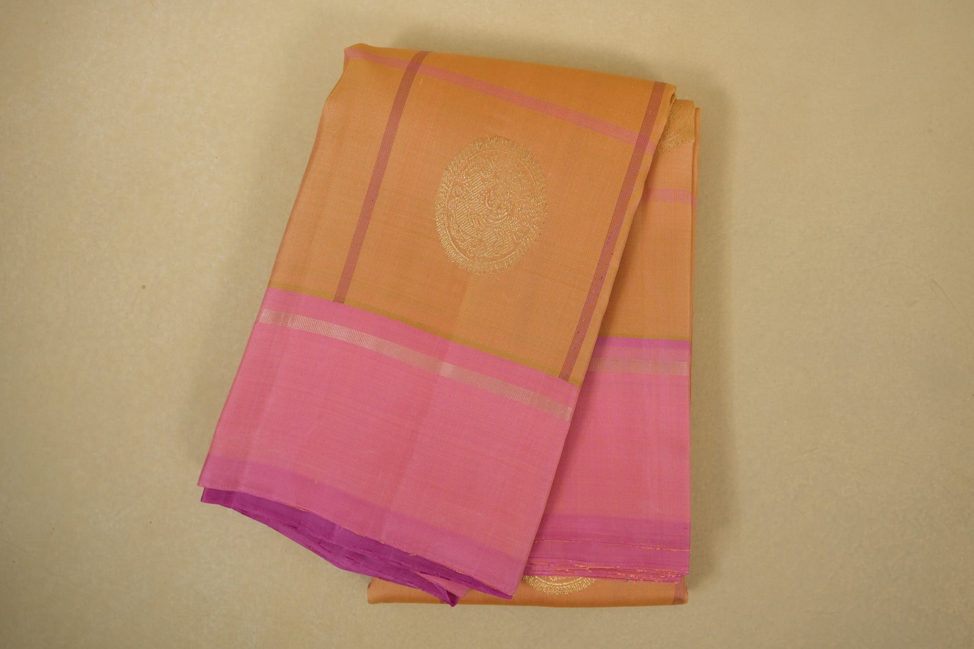 Light peach vintage kanjivaram silk saree