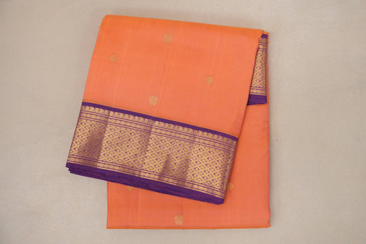 folded Peach Ten Yards Silk Saree