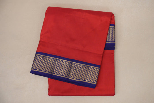 folded Red Ten Yards Silk Saree  
