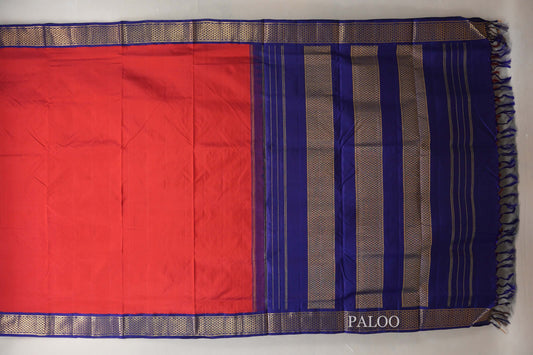 Red Ten Yards Silk Saree  paloo