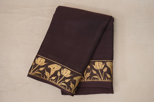 folded Coffee Brown Mysore Silk Saree