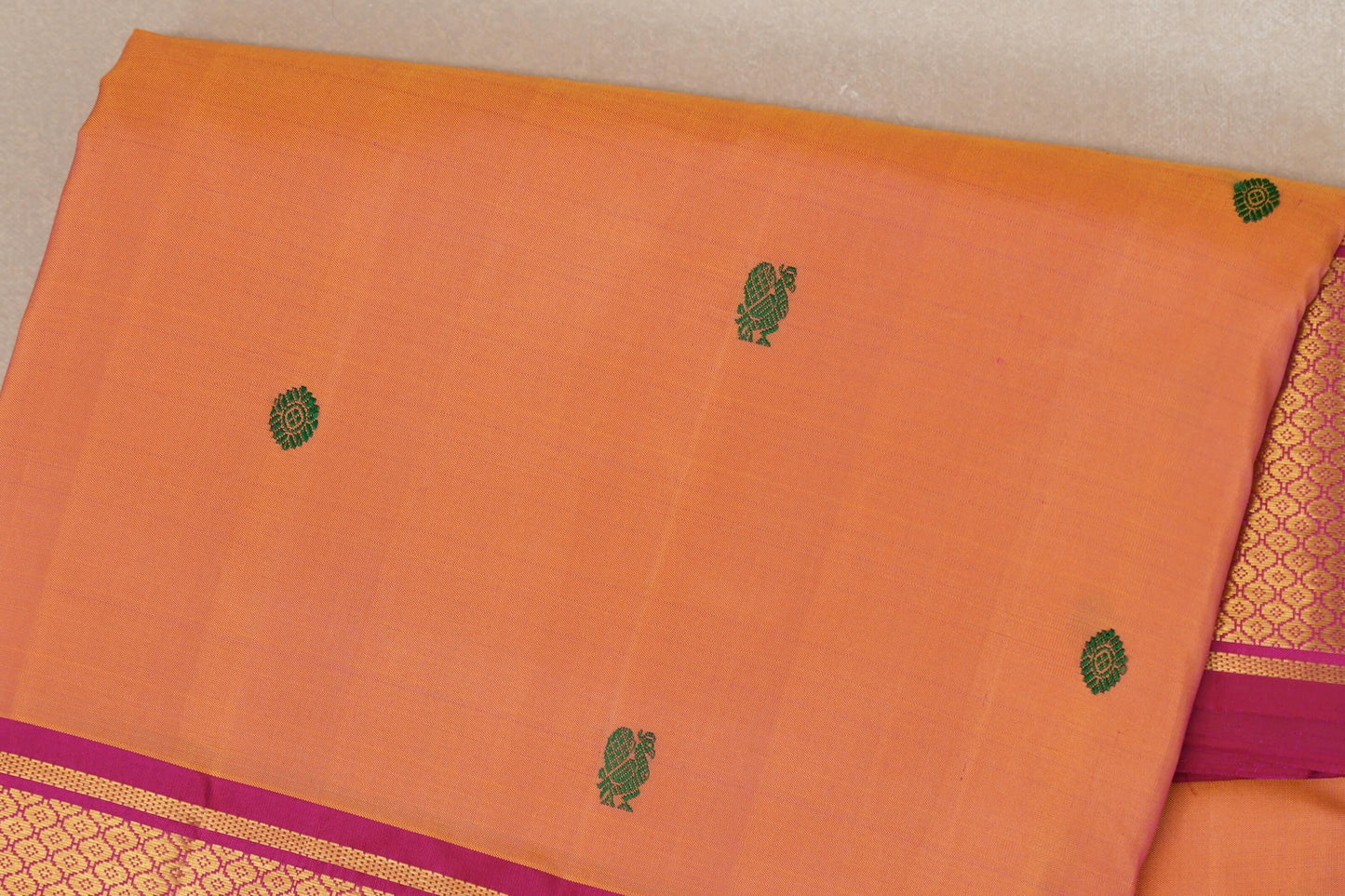 Peach Ten Yards Silk Saree body zoom