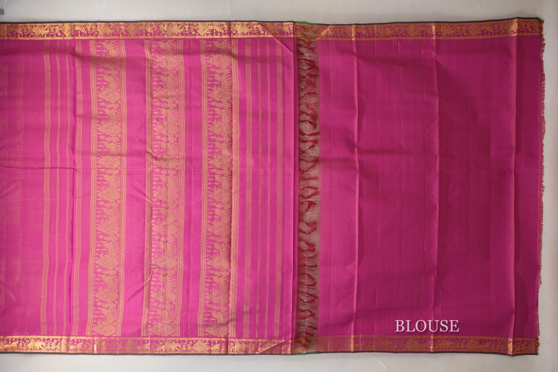 Rani Pink Ten Yards Silk Saree blouse