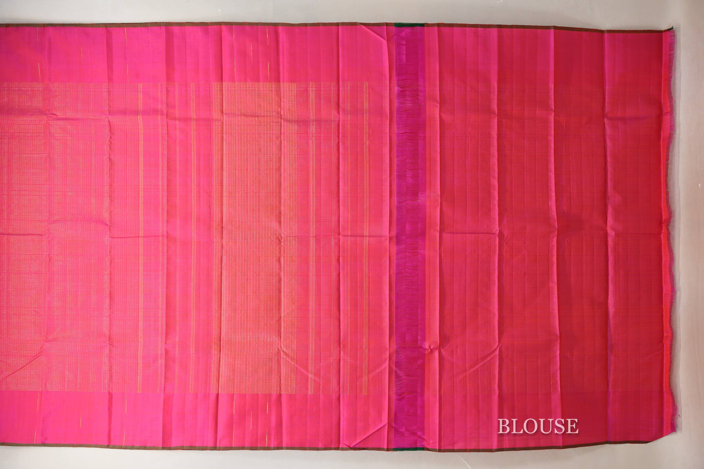 Bright Pink Zari Checks Vintage Kanjivaram Silk Saree blouse