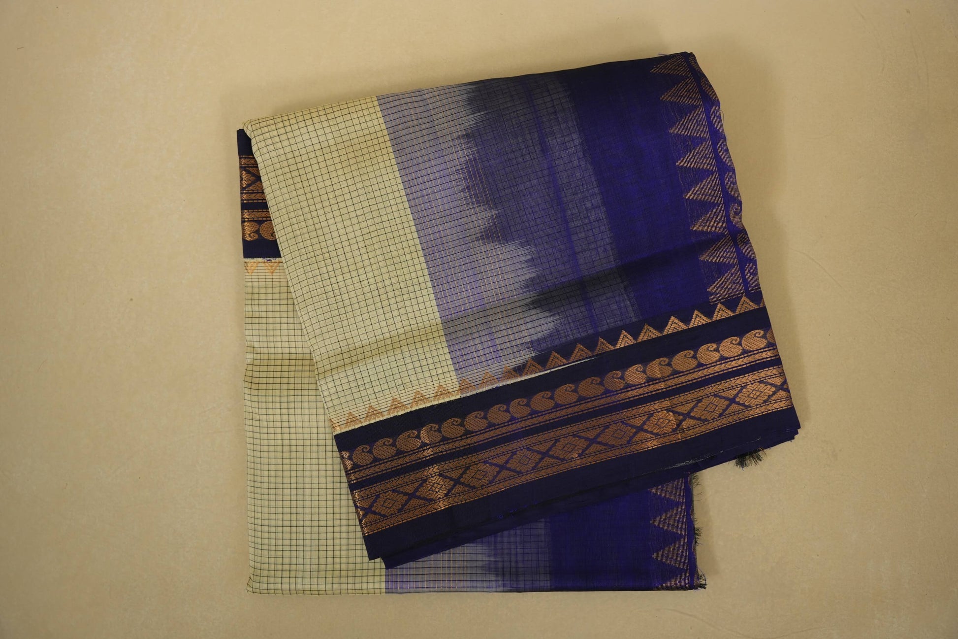 Off-white vintage silk cotton saree