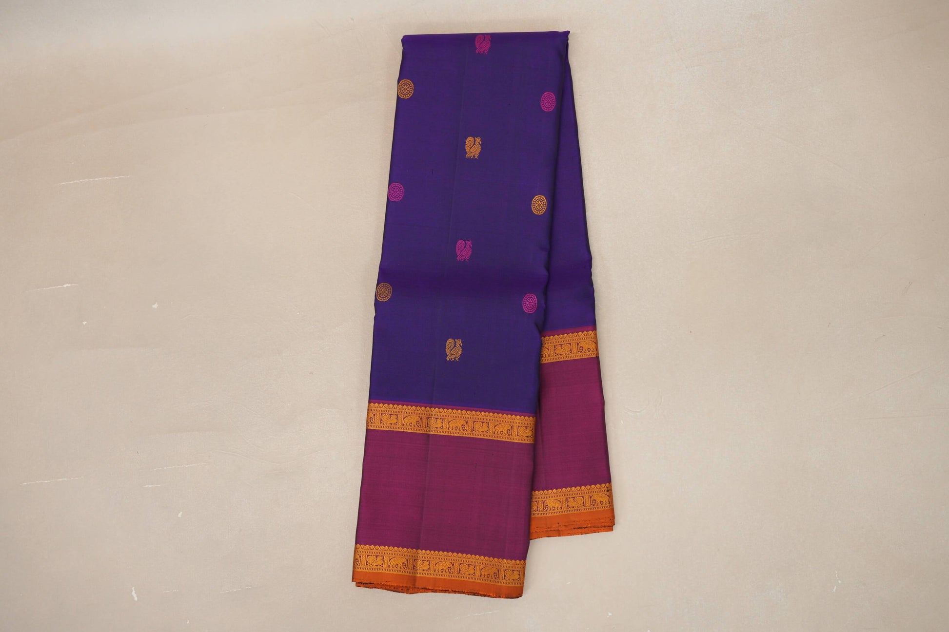 Deep Violet Vintage Thread woven Kanjivaram Silk Saree  online