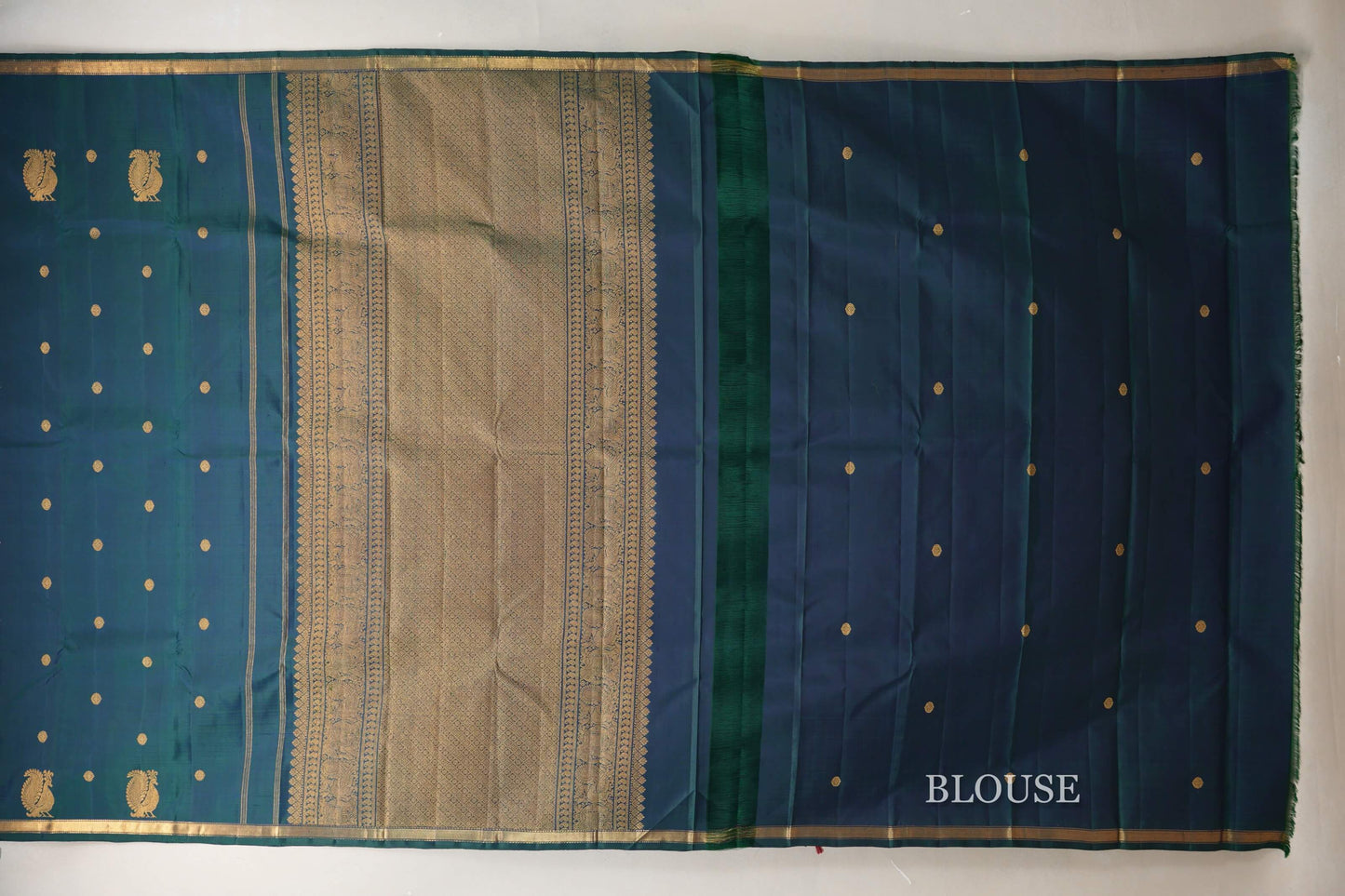 Peacock Green Vintage Kanjivaram Silk Saree  blouse
