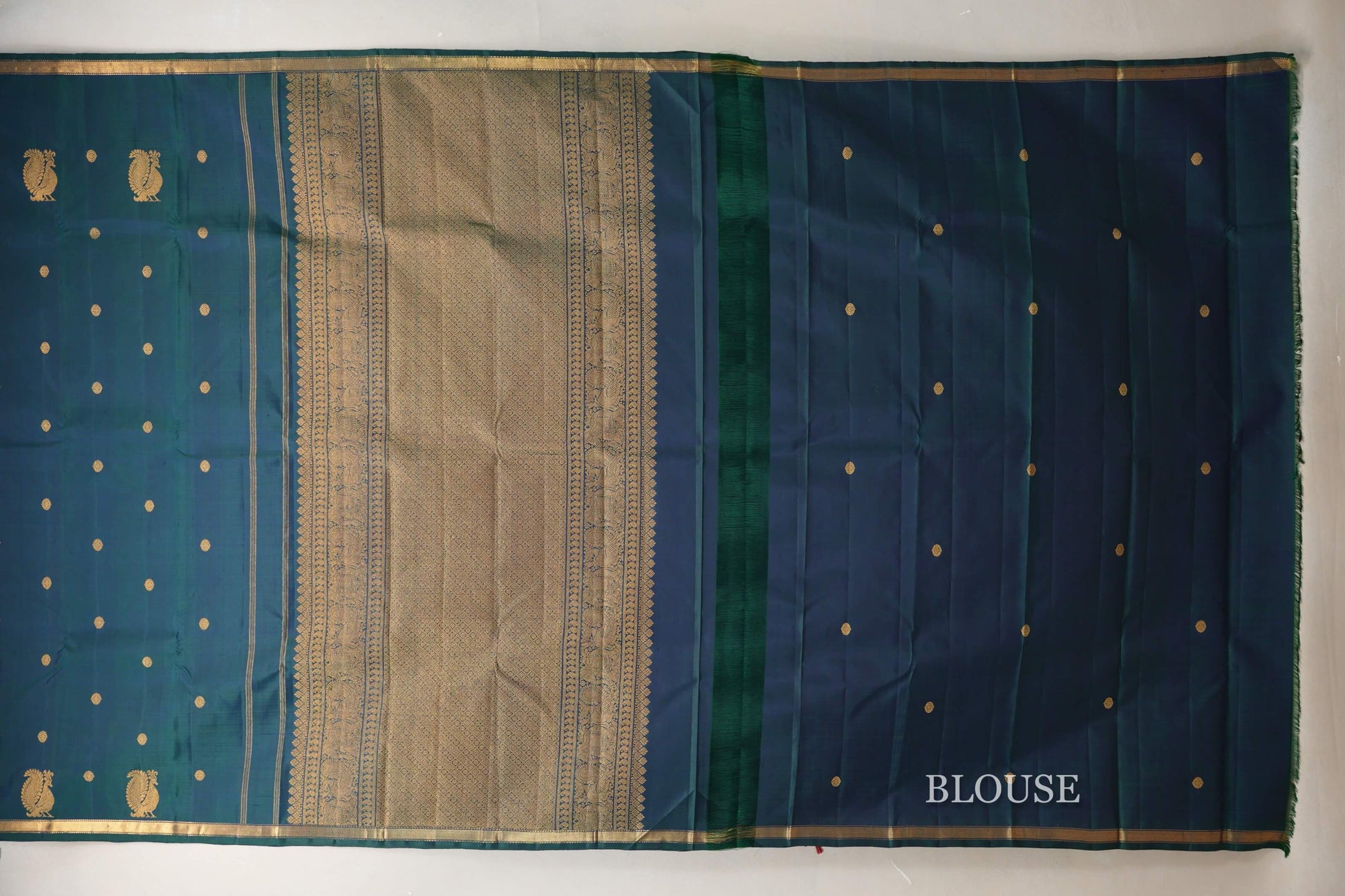 Peacock Green Vintage Kanjivaram Silk Saree  blouse